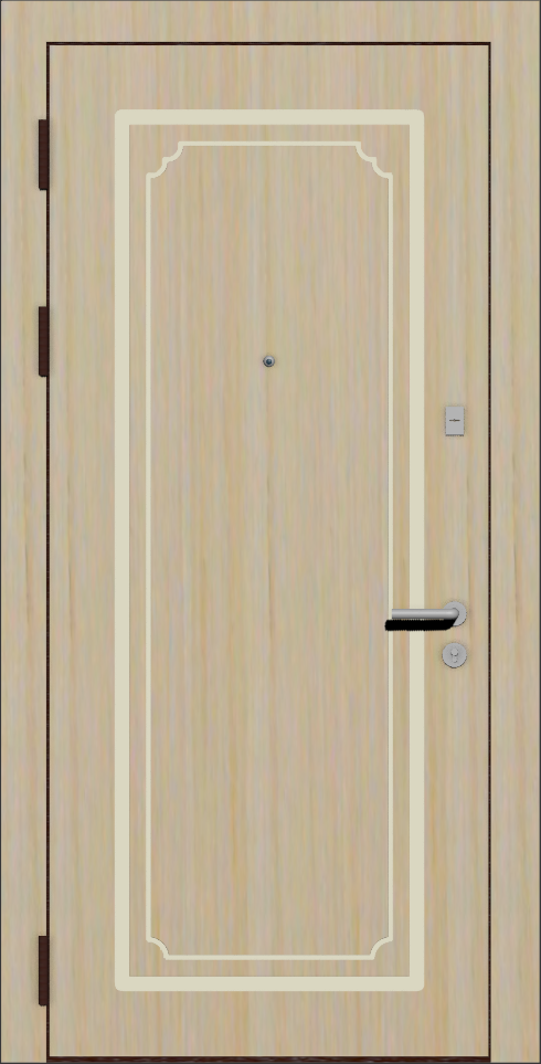 Классическая входная дверь с отделкой шпон беленый дуб и фрезеровкой D5